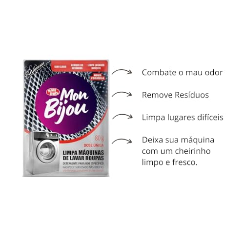 Limpa Máquina De Lavar Roupas Mon Bijou Sachê 80g - 10 Unid