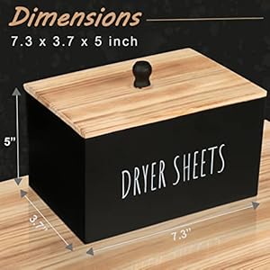 Laundry Dryer Sheet Holder Home Softener Sheets Dispenser Farmhouse Decor Space Saving Organization Storage Wooden Box Container Modern Organizer Laundry Room Decor and Accessories black