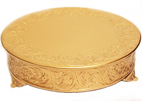 Belmont 18 Inch Matte Gold Round Wedding Cake Stand Plateau-