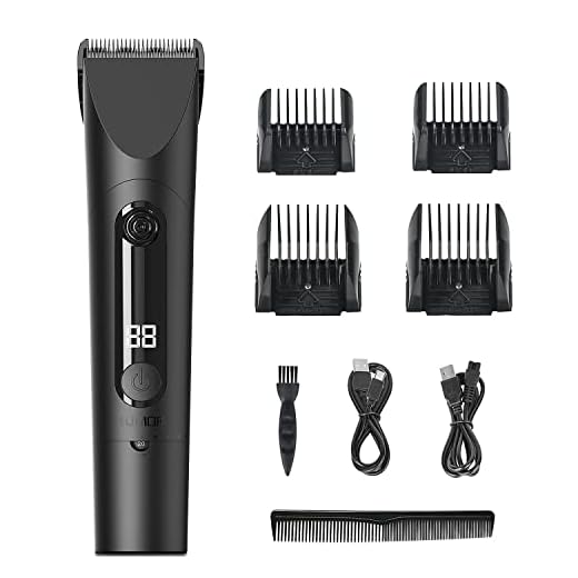 4UMOR Tondeuse Cheveux Homme Professionnelle sans Fil 6h Autonomie IPX6 Etanche 3 Vitesses Réglage de Longueur de Coupe Affichage LED Tondeuse de Précision Electrique Rechargeable pour Homme Famille