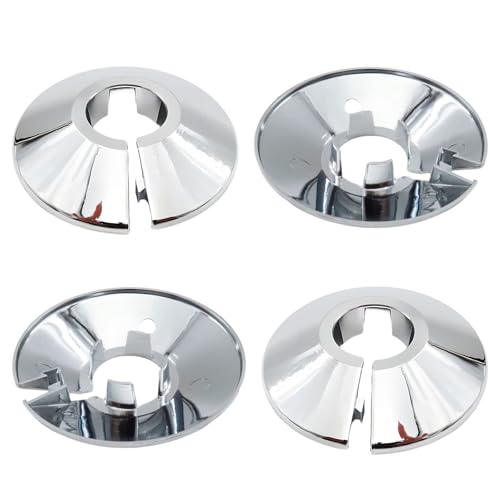 4 piezas Cubiertas de tubo de radiador cromadas, collares radiador 15 mm, 5,5 cm, cubierta para tubería agua, para ocultar la base los tubos del radiadors, plateado