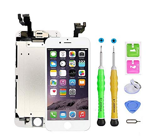 Screen Replacement Compatible with iPhone 6 Plus Full Assembly - LCD Touch Display Digitizer with Sensors and Front Camera, Fit Compatible with iPhone 6 Plus-White