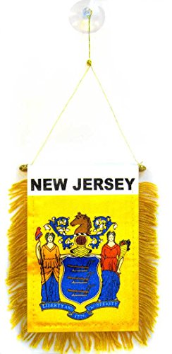 AZ FLAG, New Jersey Mini Banner, 6'' x 4'', 100% Polyester US state of New Jersey Small Pennant for Car