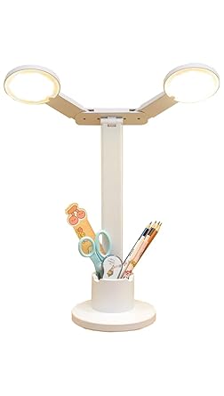 Aashita Shoppe LED Double Head 180 Degree Desk LAMP USB Rechargeable Foldable Table Light Study LAMP with 3 Colour Brightness Touch CO,Eye Caring LAMP for Student,for Office USE Pack of 1