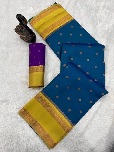 Image of Dharmavaram Pattu Paithani Saree Pure Silk Zari Weaving Floral Border Rich Pallu With Blouse Piece