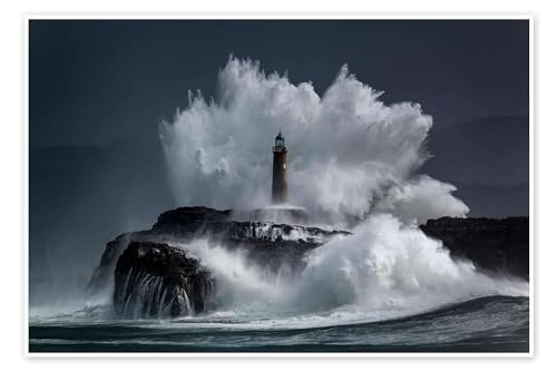 Phare dans les vagues Poster de Jesus Concepcion Alvarado 30 x 20 cm Tableaux Décoration murale