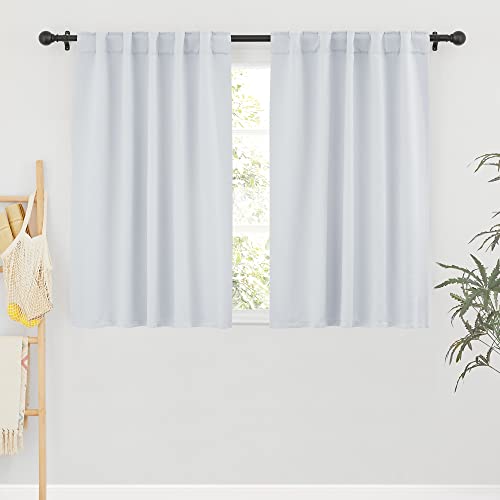 Image of RYB HOME Blackout Curtains for Bedroom, Window Shades Thermal Insulating Privacy Drapes for Living Room Classroom Kitchen Bathroom Dining, Wide 38 x Long 40 inch, Greyish White, 2 Panels