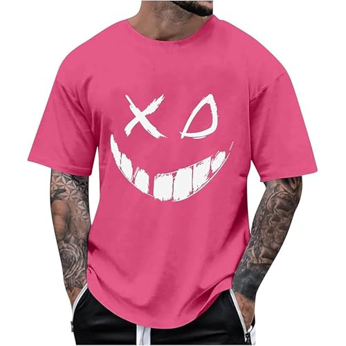 Categoría de producto Camisetas Hombre | Título del producto Camiseta de gran tamaño Moda Estampado Camiseta Casual Hombre, Rosa intenso., M