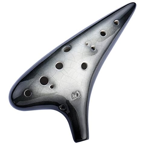 Joy of Wood Thrush 12 Hole Alto C Sweet Potato Ocarina Pottery Ocarina with a Protective Bag and Songbooks (Gradient Black) Cover