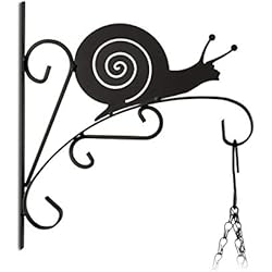 Maceteros Pared Jardin Gancho de flor Relaxdays con caracol, macetero para pared, metal, decoración de jardín animal, HxWxD: 30 x 28 x 2 cm, negro