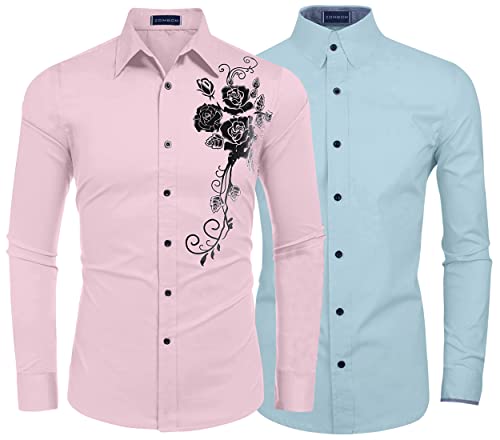 Image of Zombom Combo of Men Cotton Polyester Blend Regular Fit Full Sleeve Casual Shirt Pack of 2