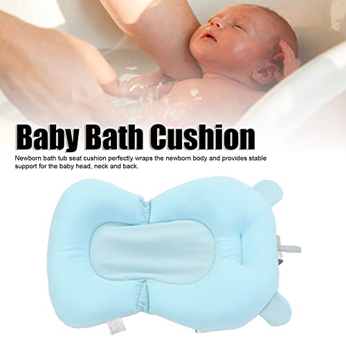 Image of Baby Bath Cushion Pad Floating Foldable Adjustable Infant Bath Supporter Newborn Nonslip Bathtub Mat Infant Bath Supporter (Blue Bear) Baby Bath seat banheira com suporte Bath Seats