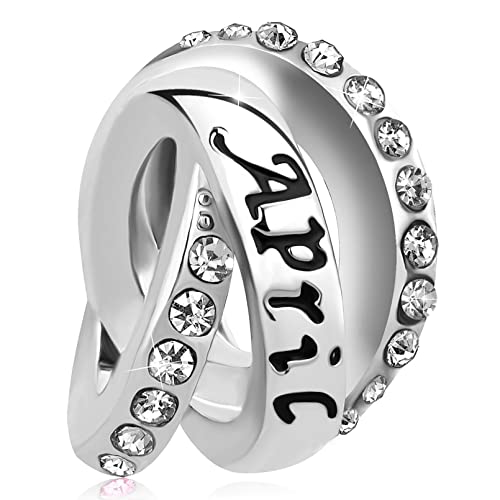 Image of LSxAB Birthstones Charms fits Pandora Bracelet for Women Happy Birthday to January-December Charm for Bracelet Necklace Pendant for Women Jewelry