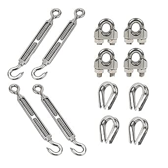 Kit Tendeur Inox Et Serre-Câble 12 Pièces - Câble Acier Inoxydable Pour Garde-Corps, Voiles D'Ombrage