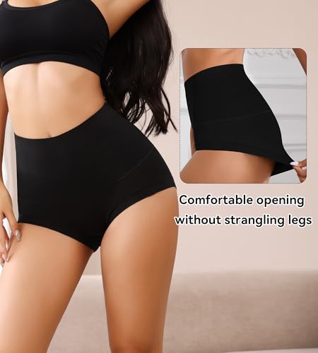 Image of Eiggam Underwear for Women Cotton High Waist Panties Full Coverage Briefs Soft Strech Ladies Breathable Panties-Multi Pack
