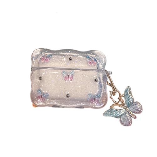 XINVHUA Funda transparente para AirPods Pro 3, funda protectora para auriculares con diseño de mariposa y abeja de dibujos animados Kawaii para Airpods Pro de 3ª generación para niñas y mujeres