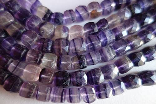 Natural multi flourite faceted box 10mm-8mm pour collier de perles