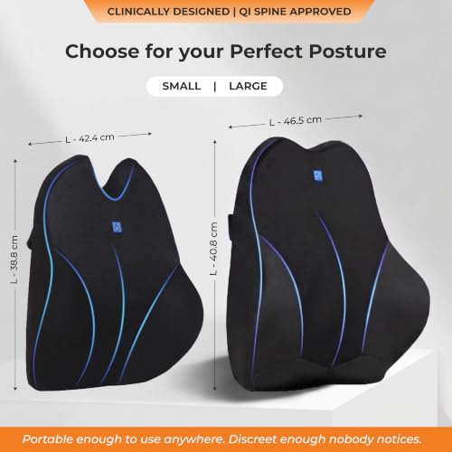 Image of Back Support for Office Chair | 5-Year Warranty | Premium Memory Foam Lumbar Support Pillow | Orthopedic Backrest for Lower Back Pain Relief | Ergonomic Desk Chair & Car Cushion (XL) (Black)