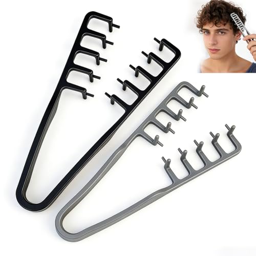 2PCS Volumizing Texture Comb Wide-Toothed Hair Comb Apparatus Maximum Lift Roots Volume Tool Barber Wide Fine-Toothed Dual-Purpose Set ABS Plastic with Textured Grip Tool for Men. (Grey+Black)