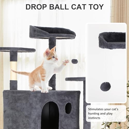 Torre para gatos 62 pulgadas vertical gris oscuro miniatura 4