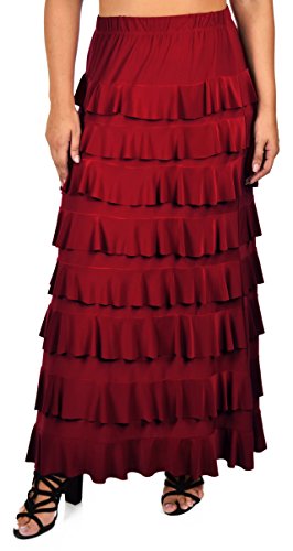 Dare2BStylish Women Waterfall 8 Tiered Boho Layered Maxi Skirt | Reg & Plus Sizes2