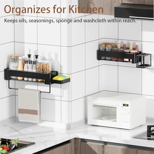 necvha Rustproof Shower Caddy, 4 Pack Shower Shelf No Drilling, 15.15in Large Capacity Shower Shelves Wall-Mounted Bathroom Organiser Storage (Black) - Cosy Home Interiors necvha Rustproof Shower Caddy, 4 Pack Shower Shelf No Drilling, 15.15in Large Capacity Shower Shelves Wall-Mounted Bathroom Organiser Storage (Black) - Image 7