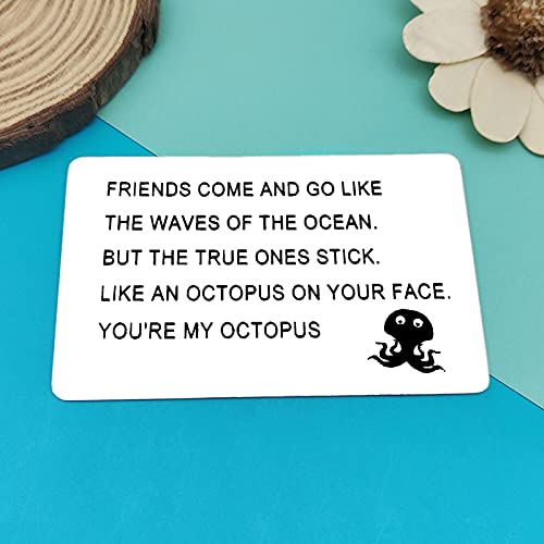 Friendship Gifts for Women Men Best Friend Gift Metal Wallet Card Long Distance Friendship Gift Octopus Jewelry Sister Brother Gifts Birthday Christmas Graduation Gift Appreciation Friendship Gift3