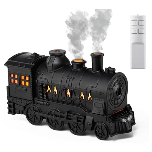 Oil Diffuser, Ultrasonic Cute Cooking Locomotive Steam Express Train Flame Aroma Diffuser Humidifier Cool Mist with Jellyfish Smokes, Lights & Sound, for Men, Dad, Kids, Boyfriend