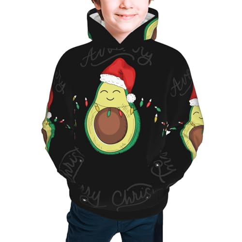 Avocado Merry Christmas Kid Hoodies Boys Sweatshirts Girls Pullover with Pocket3