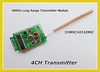 High Power Long Range Transmitter Module DC12V 4000m Transmitter Module+Copper Antenna 315/433MHZ 4CH Button Transmitter Module
