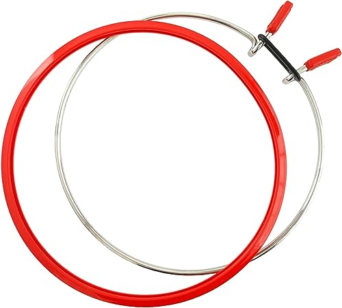 Image of Nurge Metal Embroidery Hoops - Premium Spring Tension Embroidery Hoop for Cross Stitch - Durable Ring with Quick Release Safety Clip - Ideal for Crafters,Beginners & Professionals - Red - Large