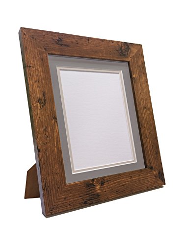 FRAMES BY POST Marco de fotos Metro Vintage Wood con montura doble gris oscuro sobre gris claro, 20x20 pulgadas, tamaño de imagen 16x16 pulgadas
