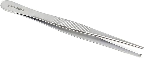 Pinzas multiuso para el pulgar de tejido de disección, 1 x 2, dientes de rata, Kocher rectos, hechas de acero inoxidable de alta calidad (4.5