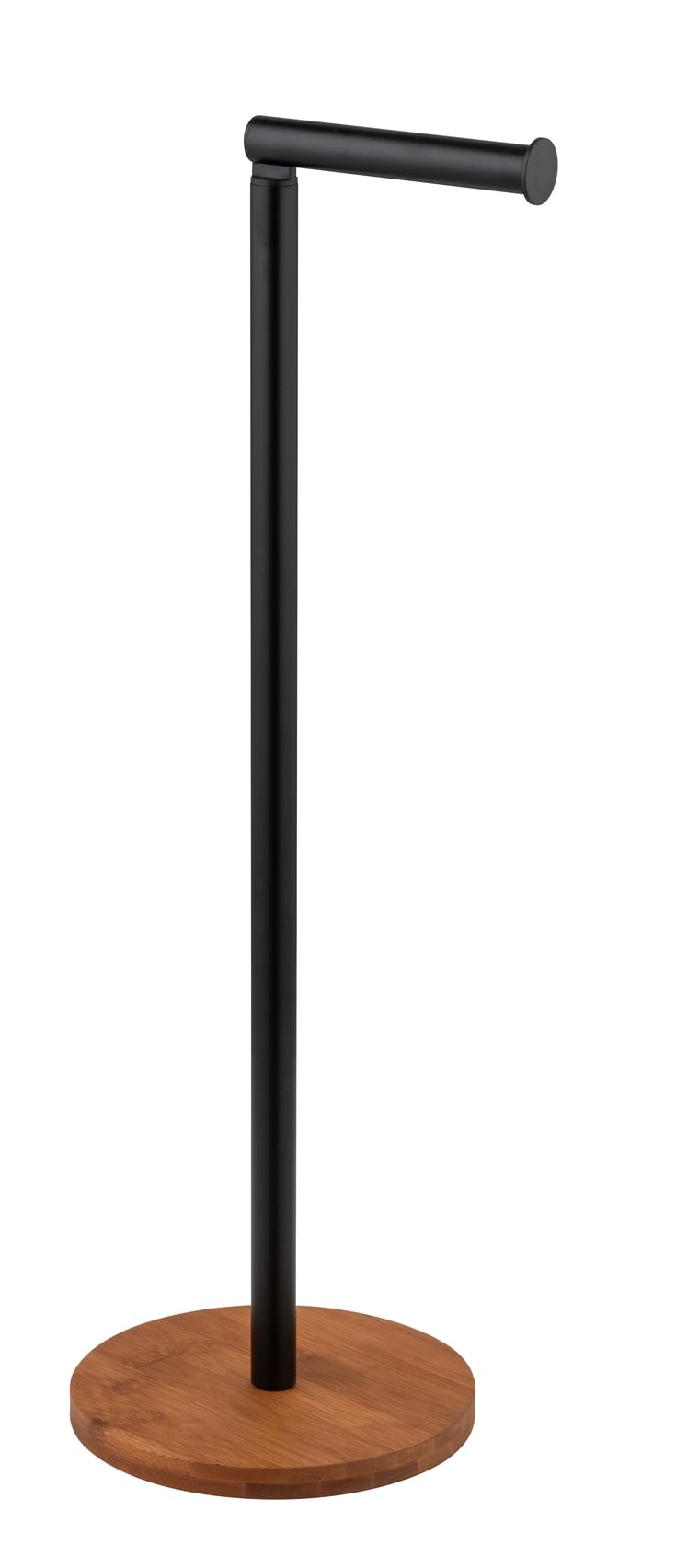 WENKO 2-in-1 Serro Stand Toilet Roll Holder Bamboo Base Plate Storage for up to 4 Toilet Roll Black, 17 x 67 x 17 cm - Image 4