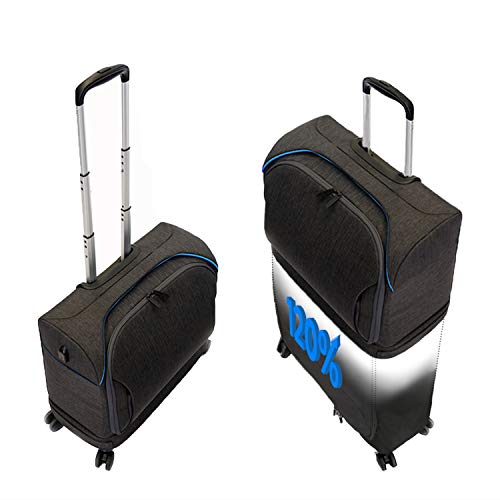 FUGU Luggage ROLLUX Expandable Suitcase! Trendy Luggage That Doubles in Size - Fashionable Suitcase - Carry on Luggage to Full Suitcase - USB Port - Water Resistant - Modern Luggage (Blue)