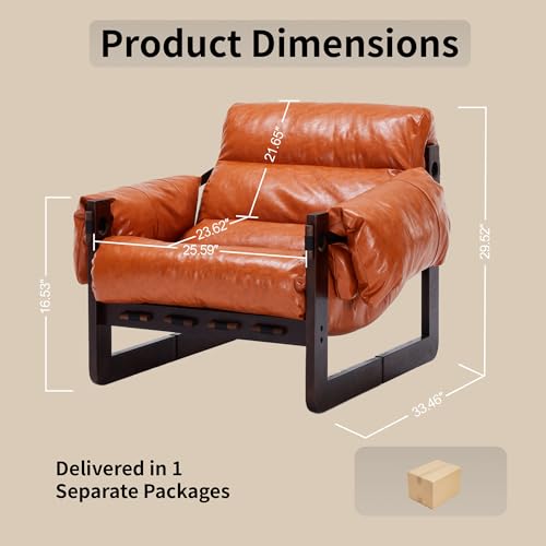 Sillón Plegable Cuero Retro Naranja miniatura 2