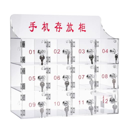 Caja de acrílico para teléfono celular con 16 compartimentos y anclaje 2
