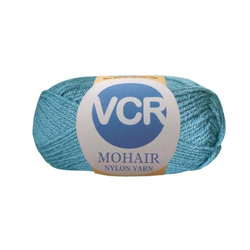 Image of VCR Mohair Nylon Dusty Blue Yarn, 100 Grams Hank, 196 Meters Length, Acrylic 75%, Mohair Nylon 25%, Pack of 1 Yarn, Soft Crosia Threads, Suitable for Winter Garments