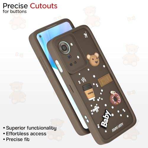 Image of Outlouders Back Cover for OnePlus Nord 2T 5G | 3D Cartoon Bear Cute Fun Silicone Full Body Protection Bumper Case (Brown)