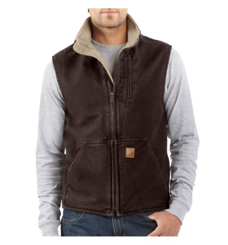 Carhartt Men's Tall Sherpa Lined Sandstone Mock Neck Vest V332
