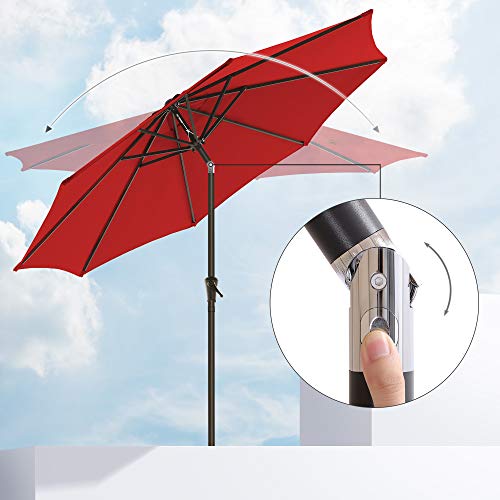 SONGMICS Patio Umbrella, 7.5 ft Outdoor Table Umbrella, 8 Ribs, UPF 50+, Tilt and Crank, Base Not Included, for Deck, Patio,Garden, Pool,Red UGPU075R01 image 4