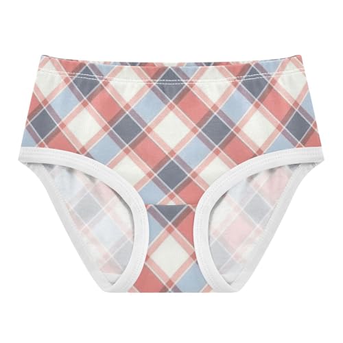 Red White Blue Plaid Girls' Panties Organic Cotton Toddler Underwear for Baby Girls in Sizes 2T,3T, 4T, 5T, 6Y and 8Y