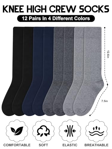 Shihanee 12 Pairs Knee High Socks - Warm, Thick, Long, Dress, Casual, Winter Over the Calf Socks for Men3