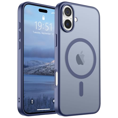 Image of SUPFINE Magnetic for iPhone 16 Case (Compatible with MagSafe) (Military Grade Drop Protection) Slim Translucent Matte Shockproof with Anti-Fingerprint Phone Case,Lavender Gray