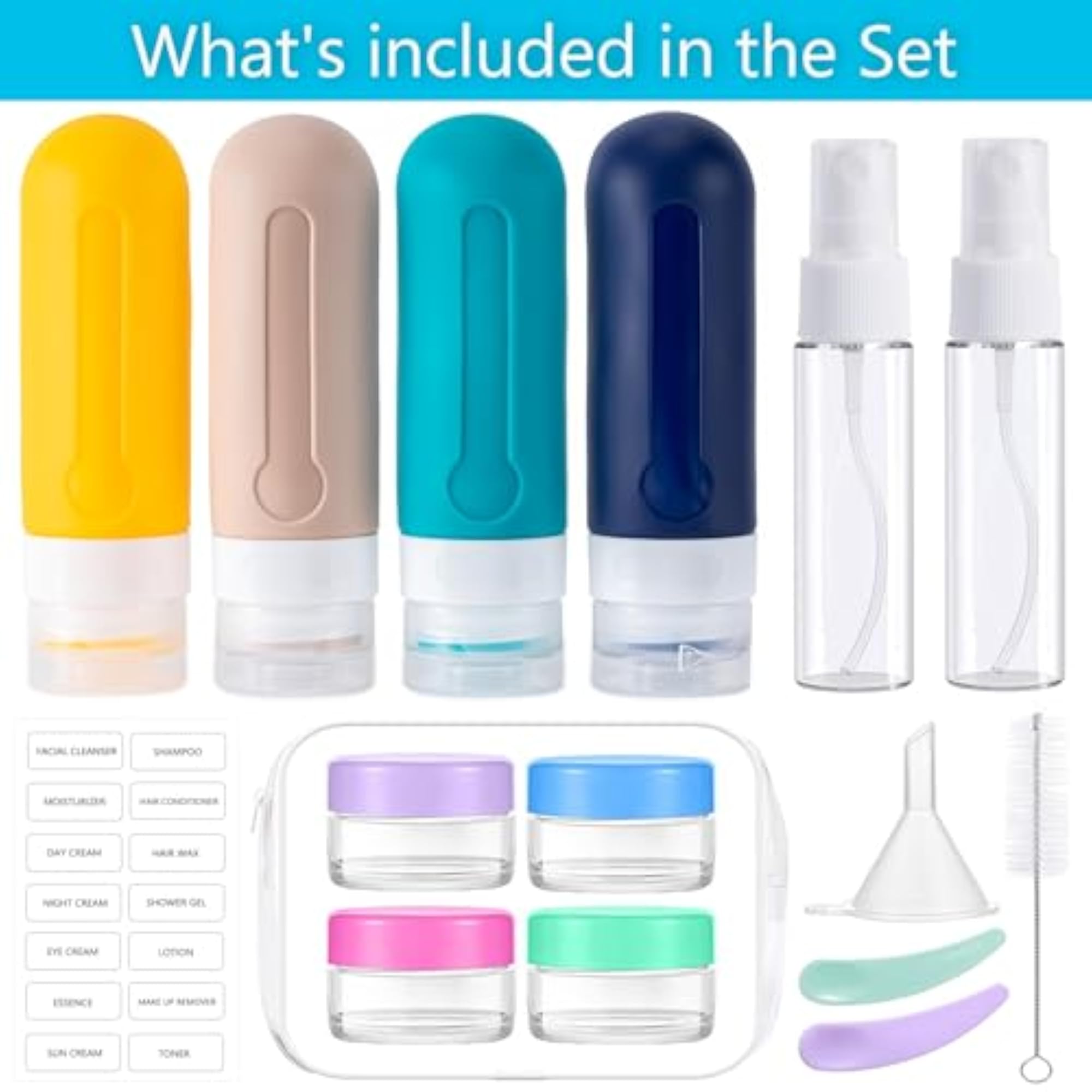 16 Pack Travel Bottles for Toiletries, TSA Approved