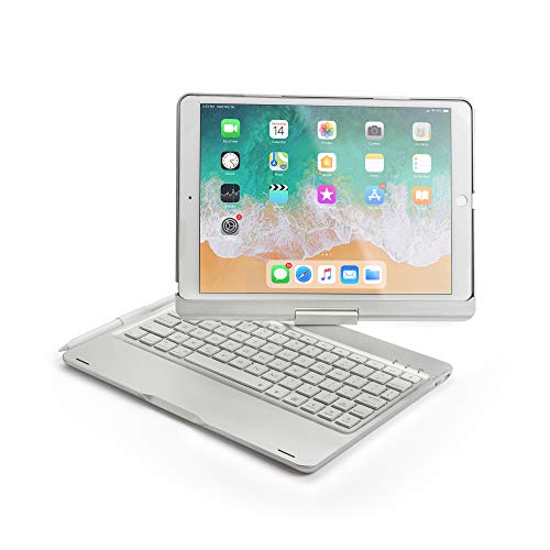 【マーサリンク】対応機種選択 iPadシリーズ用 360度回転 Bluetooth ワイヤレス キーボード ハード ケース メッキ ノートブック風 7カラーバックライト付 (ブラック、シルバー、ゴールド、ローズゴールド) 4カラー選択 (iPad Pro