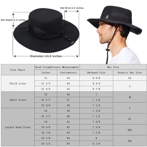 Image of Fishing Hat for Mens Sun Hat Wide Brim Bucket Hat SPF UV Protection XL XXL Large Size Big Head Hiking Beach Safari