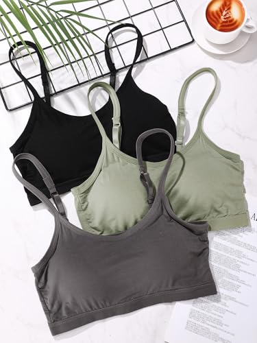 Image of Blulu 3 /6 / 12 Pcs Camisole Bra Wireless Padded Cotton Bralette Mini Cami Bras with Adjustable Straps for Women Girls