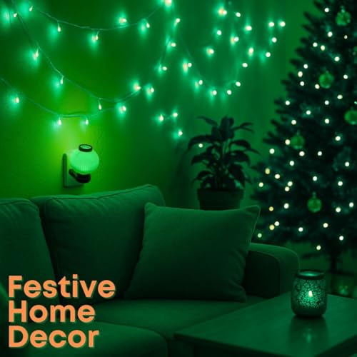 Image of Hi-Plasst Green Plug in Night Lamp - Portable LED 0 Watt Bulb Lamp for Bedroom, Side Table & Wall Lighting - Set of 15