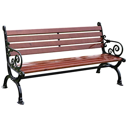 Banc de jardin en bois massif 2 places avec cadre en acier inoxydable pour l'extérieur